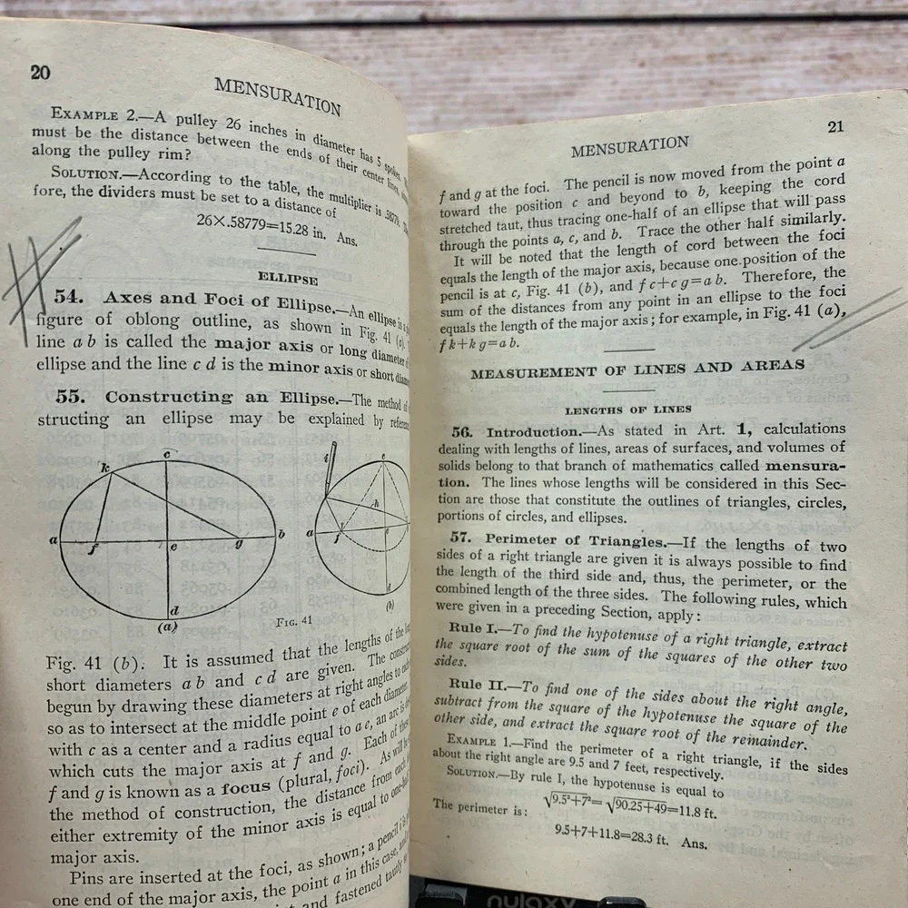 Mensuration Prepared Especially for Home‎ Study Textbook 1945 Edition 1 Antique